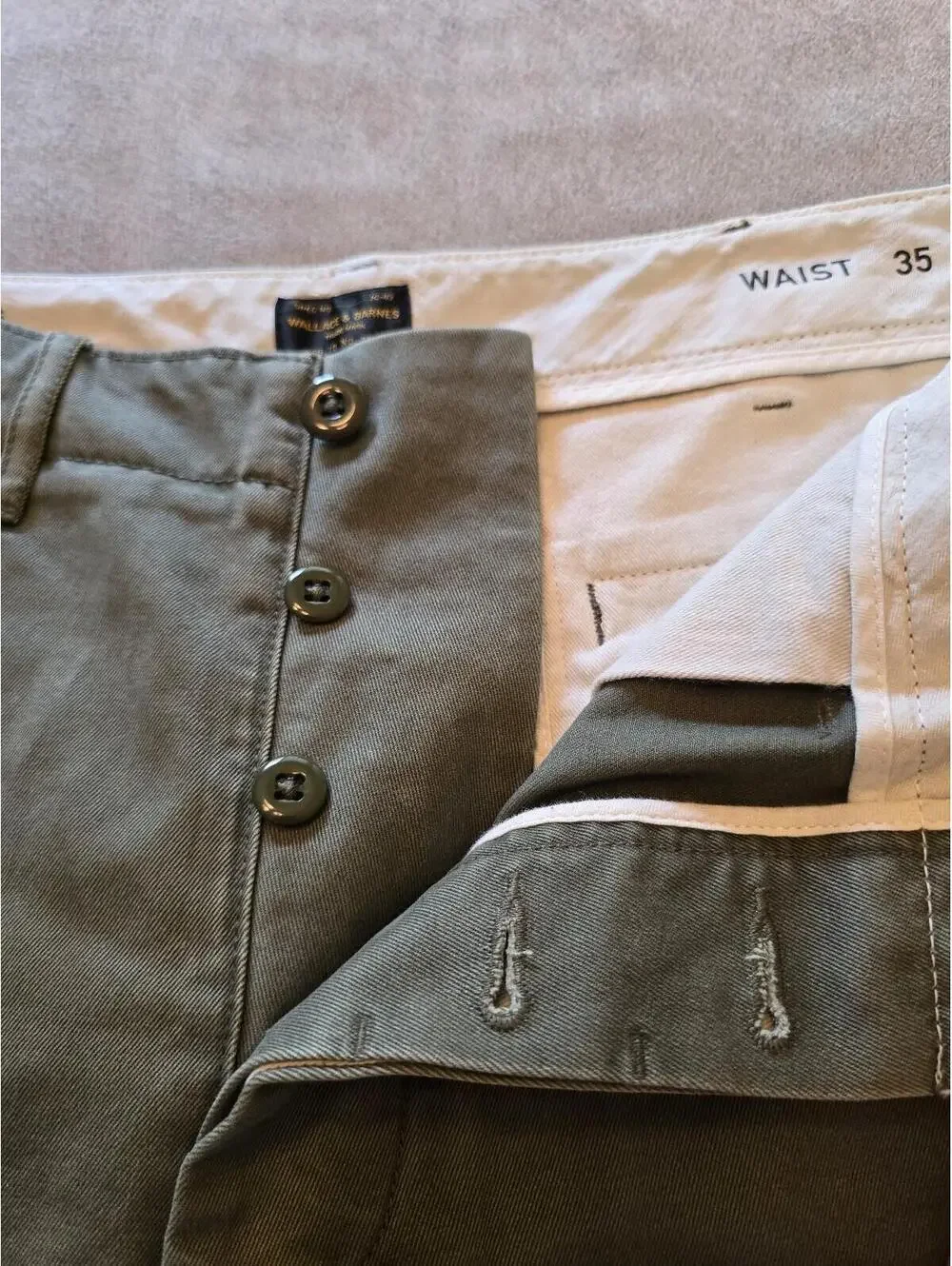 Men’s 100% Cotton Field Shorts Olive Chino Shorts (35) - Picture 6 of 6